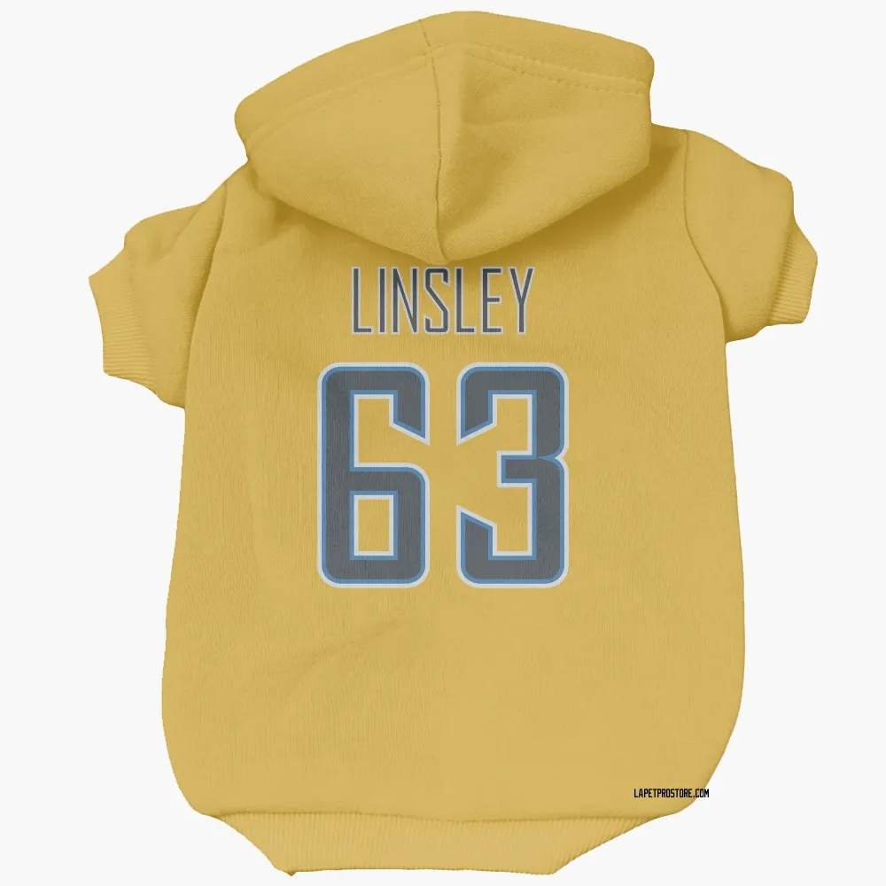 Los Angeles Chargers Corey Linsley Gold Pet Hoodie for Dog & Cat