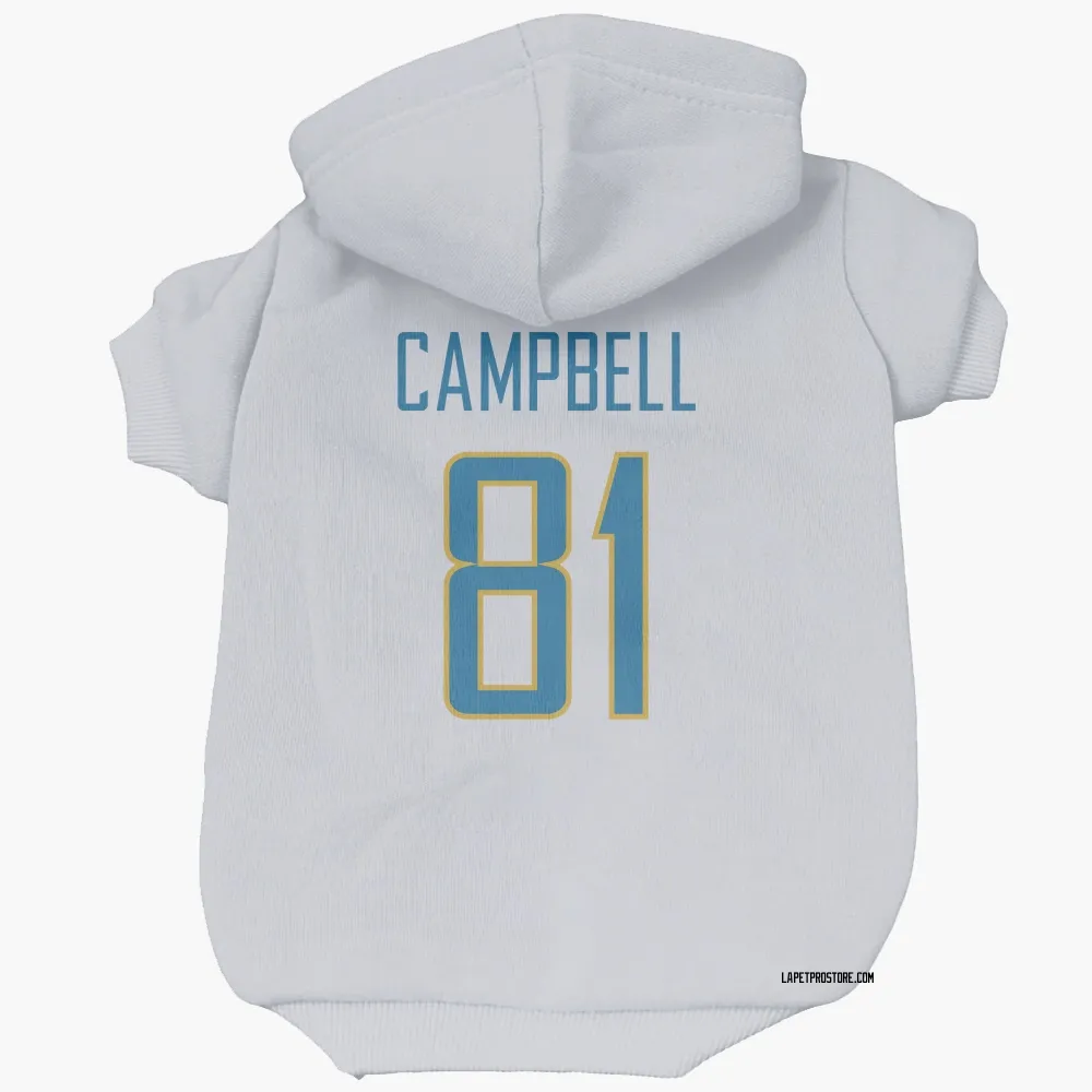Los Angeles Chargers Dalevon Campbell White Pet Hoodie for Dog & Cat