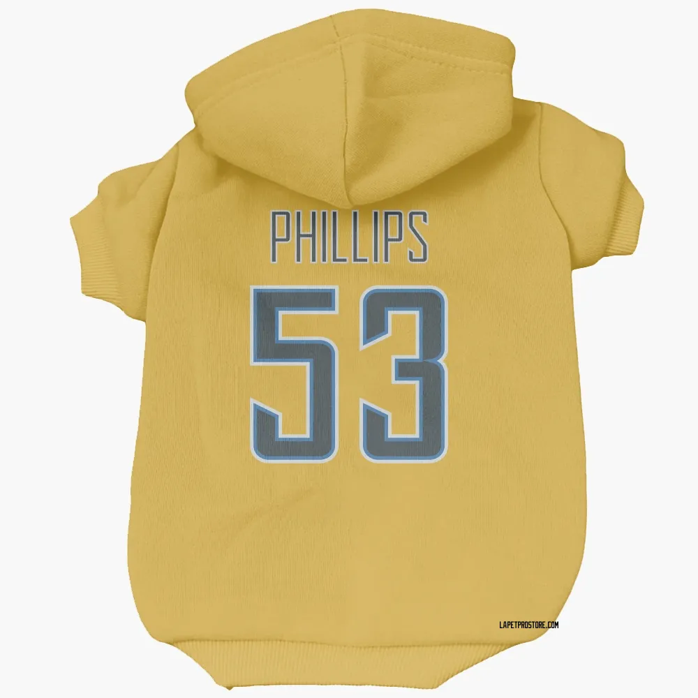 Los Angeles Chargers Del'Shawn Phillips Gold Pet Hoodie for Dog & Cat