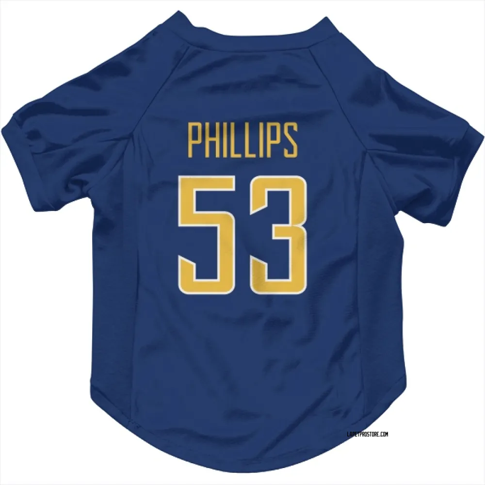 Los Angeles Chargers Del'Shawn Phillips Royal Gold Pet Jersey for Dog & Cat