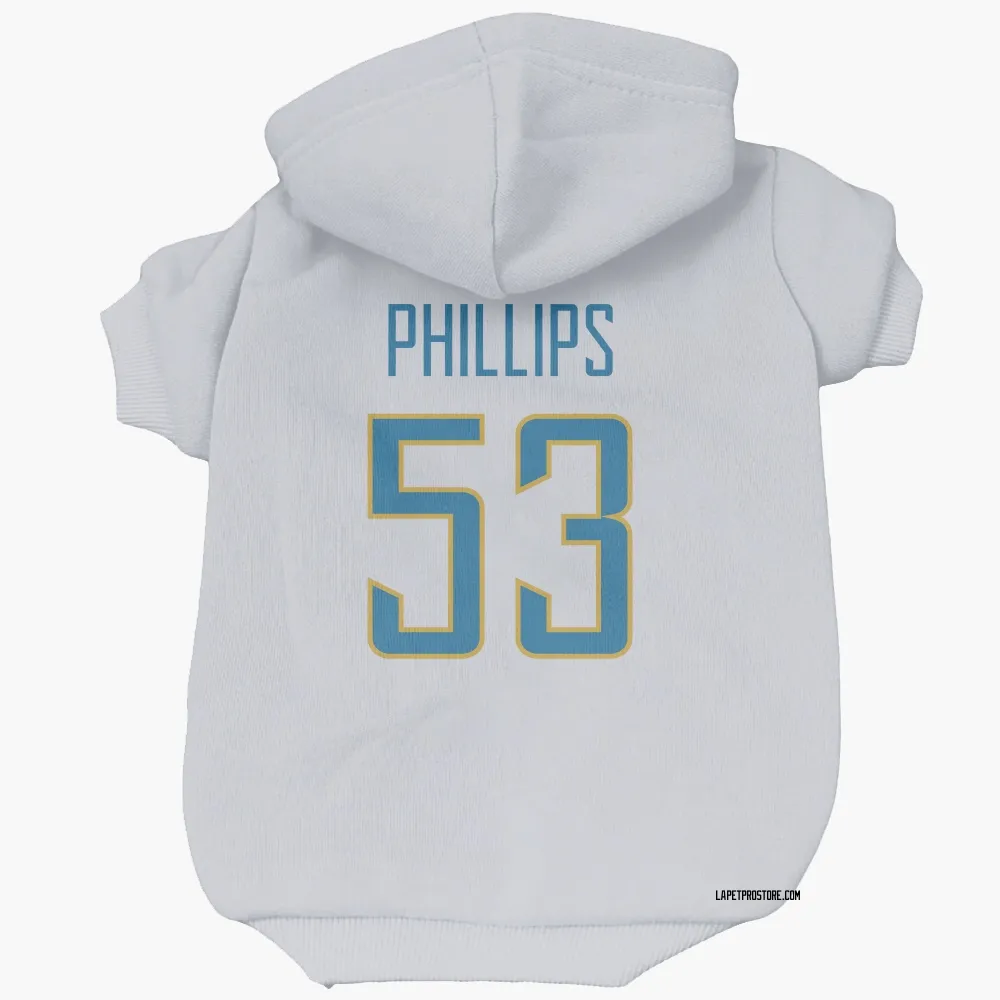 Los Angeles Chargers Del'Shawn Phillips White Pet Hoodie for Dog & Cat