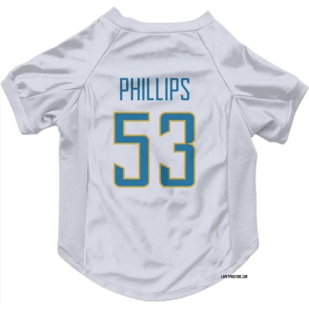 Los Angeles Chargers Del'Shawn Phillips White Pet Jersey for Dog & Cat