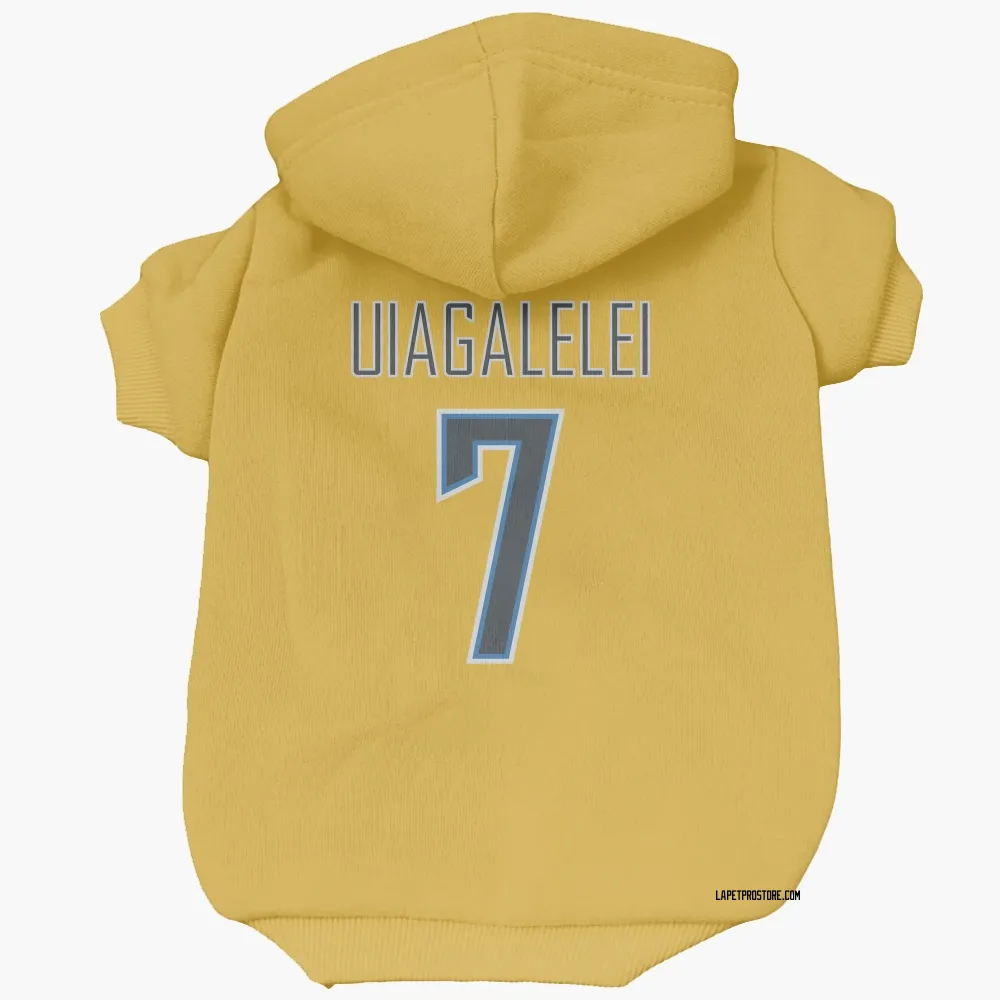 Los Angeles Chargers DJ Uiagalelei Gold Pet Hoodie for Dog & Cat