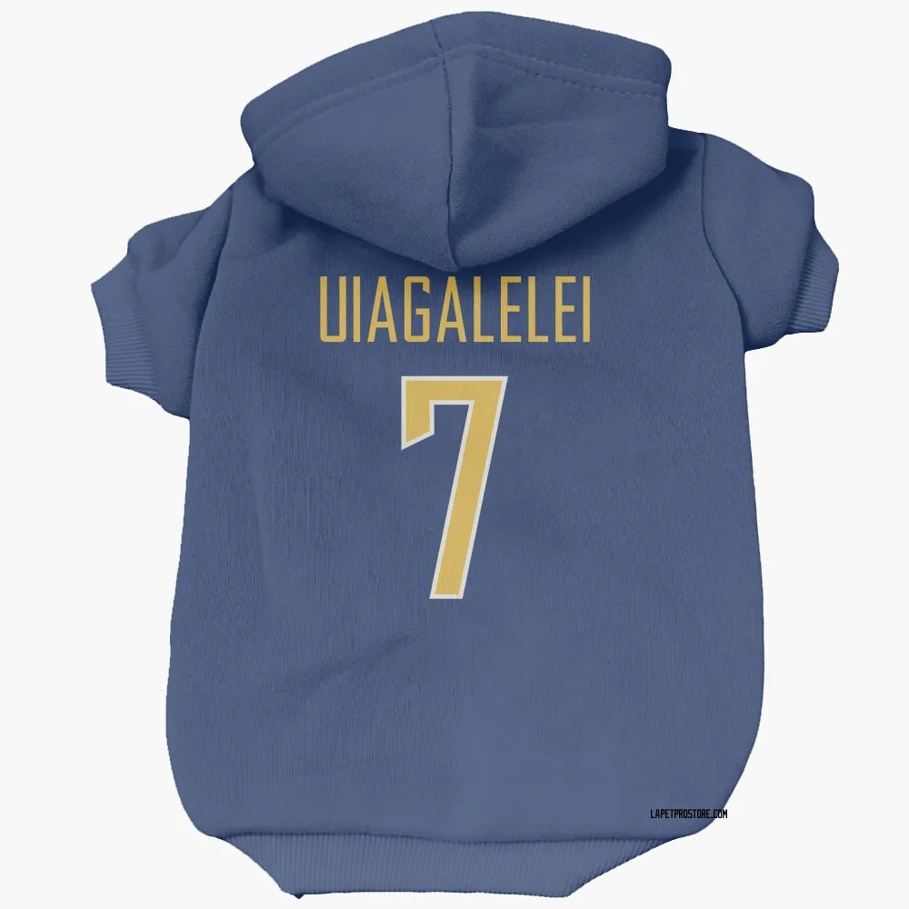 Los Angeles Chargers DJ Uiagalelei Royal Gold Pet Hoodie for Dog & Cat