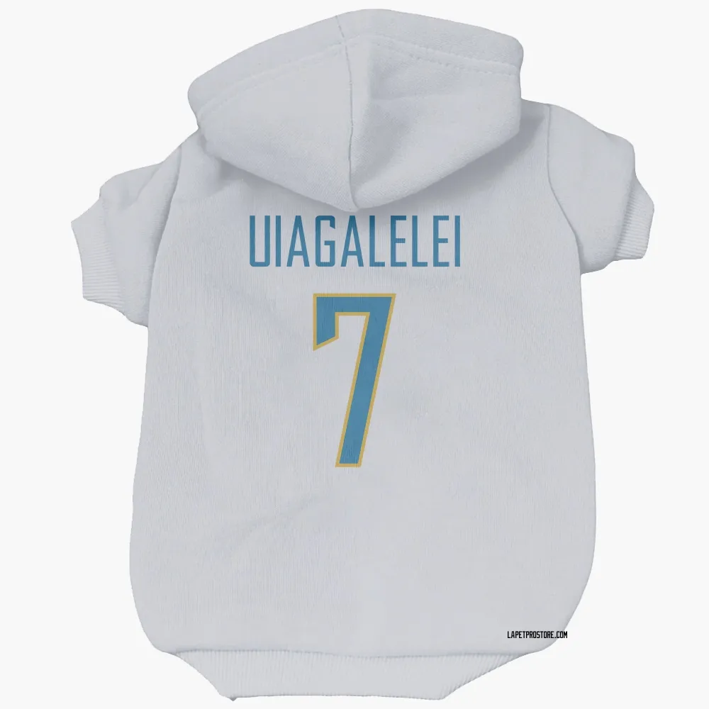 Los Angeles Chargers DJ Uiagalelei White Pet Hoodie for Dog & Cat
