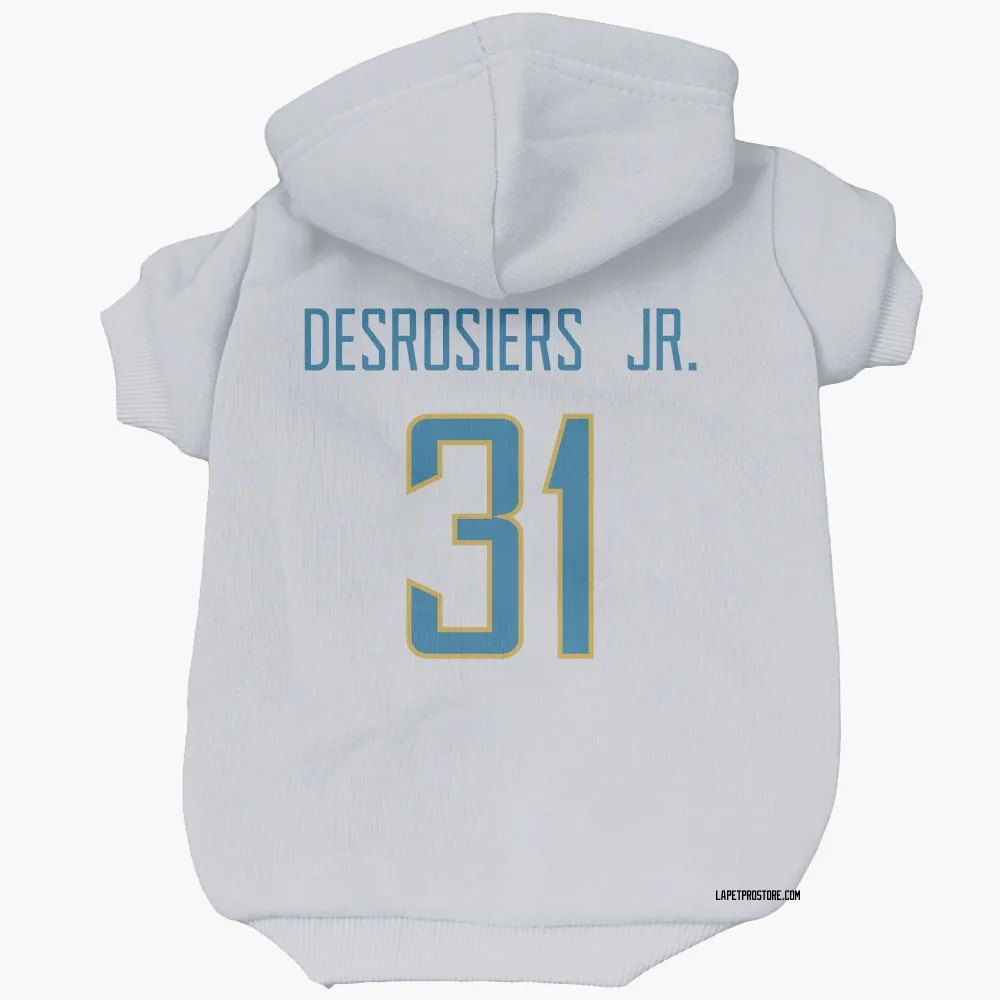Los Angeles Chargers Greg Desrosiers Jr. White Pet Hoodie for Dog & Cat
