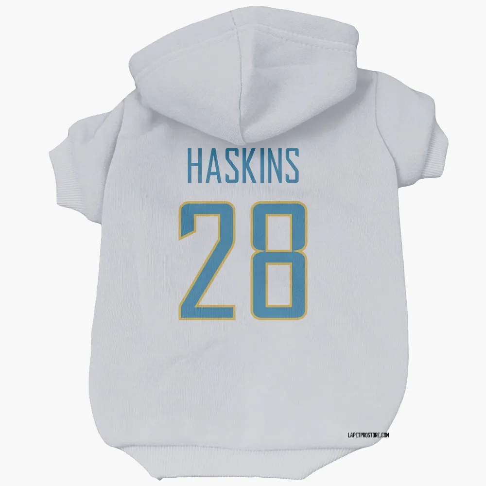 Los Angeles Chargers Hassan Haskins White Pet Hoodie for Dog & Cat