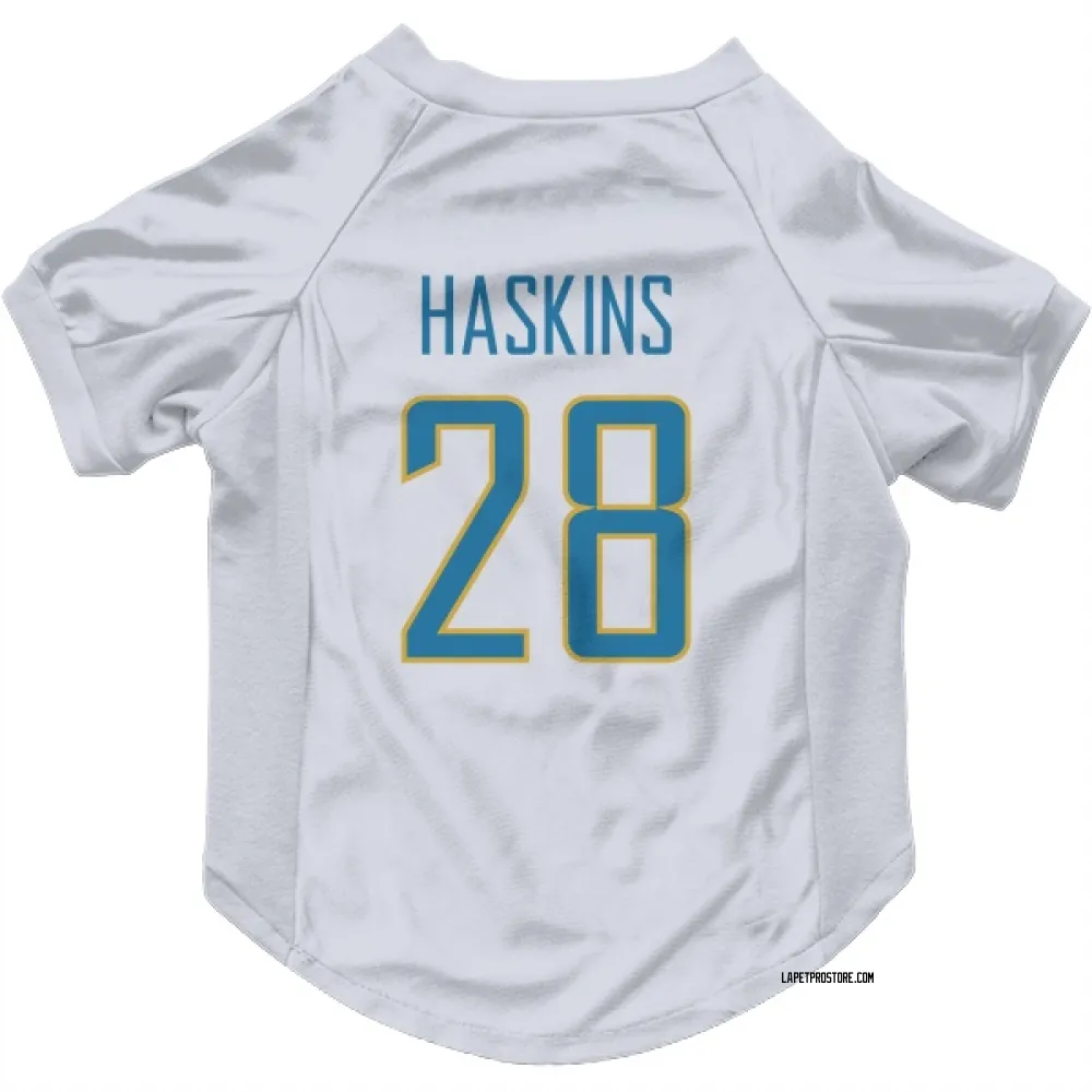 Los Angeles Chargers Hassan Haskins White Pet Jersey for Dog & Cat