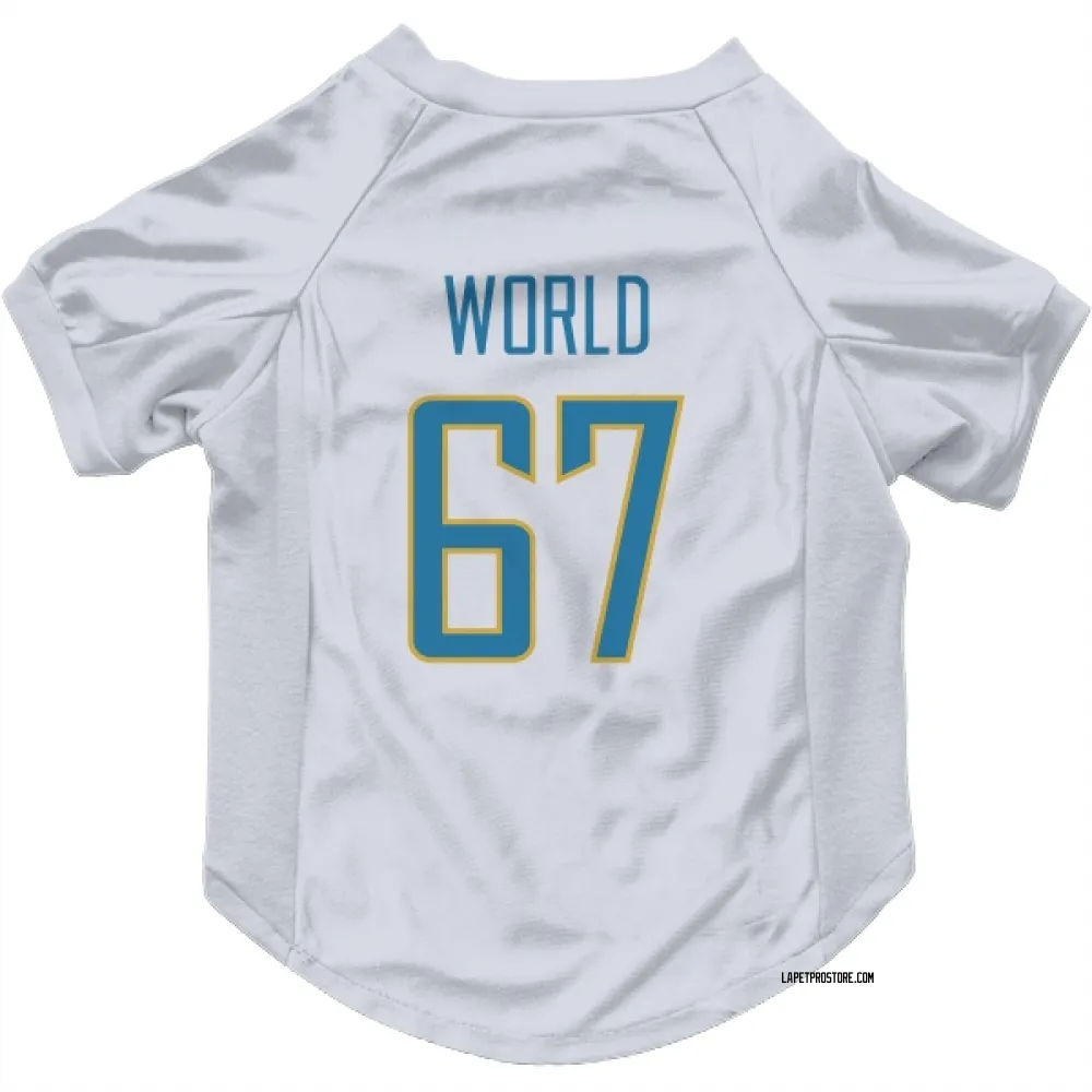 Los Angeles Chargers Isaiah World White Pet Jersey for Dog & Cat