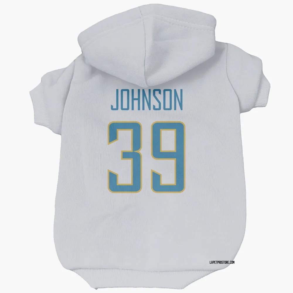 Los Angeles Chargers Jaylen Johnson White Pet Hoodie for Dog & Cat
