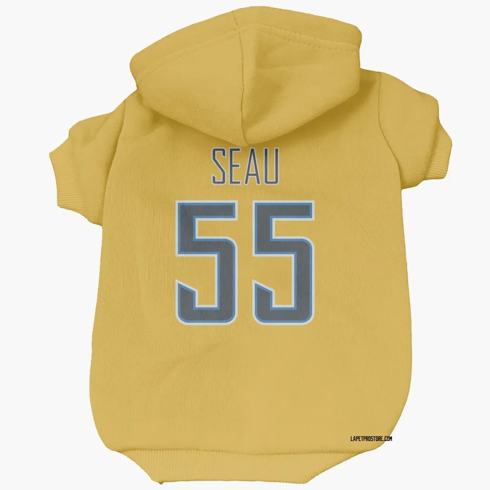 Los Angeles Chargers Junior Seau Gold Pet Hoodie for Dog & Cat