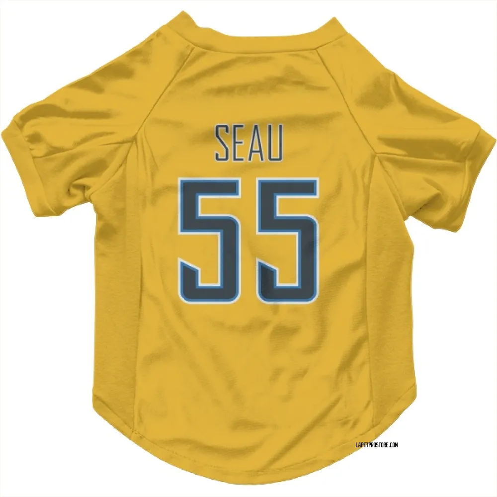 Los Angeles Chargers Junior Seau Gold Pet Jersey for Dog & Cat