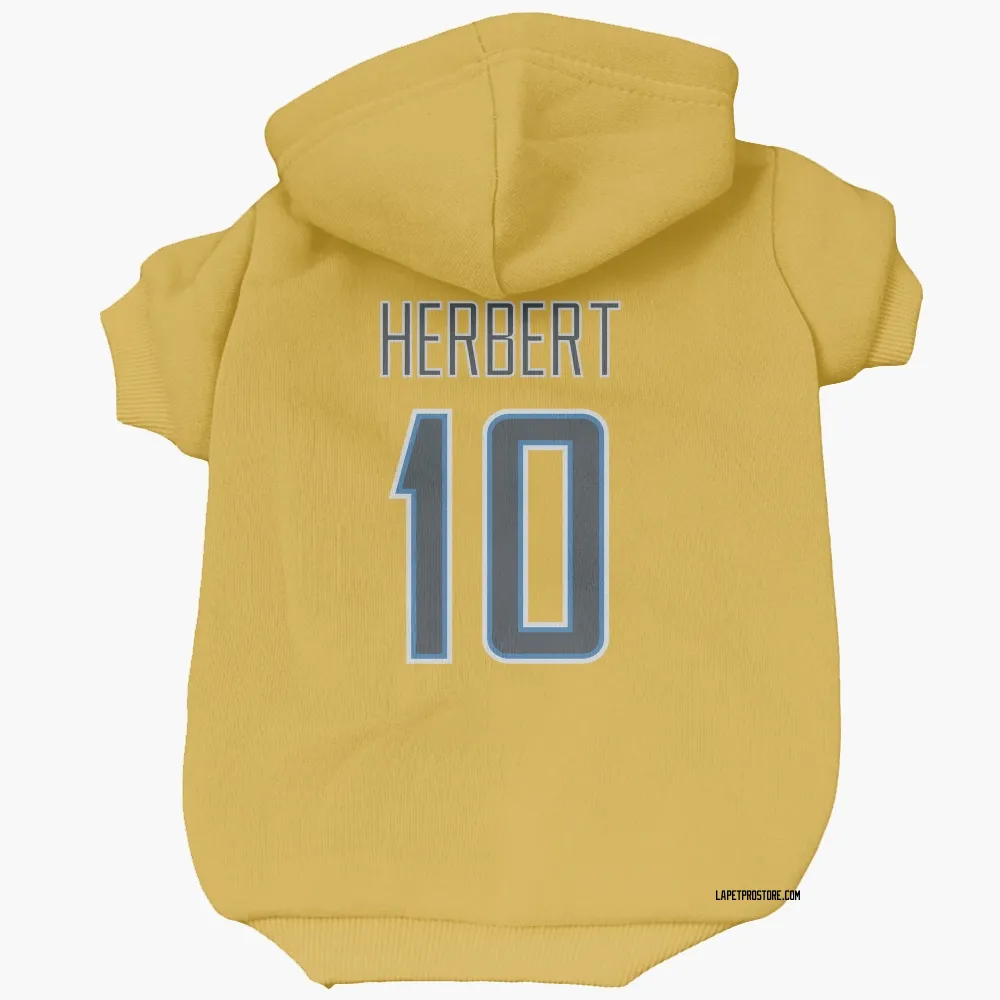 Los Angeles Chargers Justin Herbert Gold Pet Hoodie for Dog & Cat