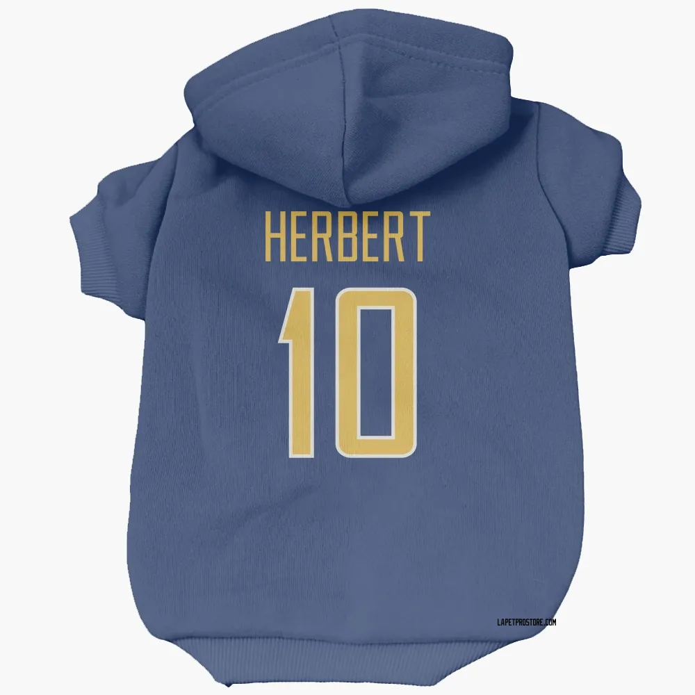 Los Angeles Chargers Justin Herbert Royal Gold Pet Hoodie for Dog & Cat