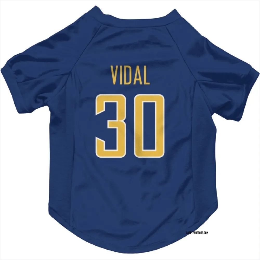 Los Angeles Chargers Kimani Vidal Royal Gold Pet Jersey for Dog & Cat