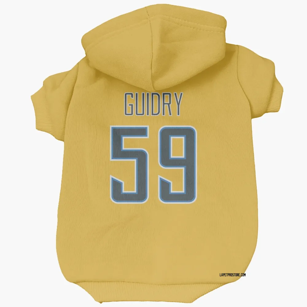 Los Angeles Chargers Kylan Guidry Gold Pet Hoodie for Dog & Cat