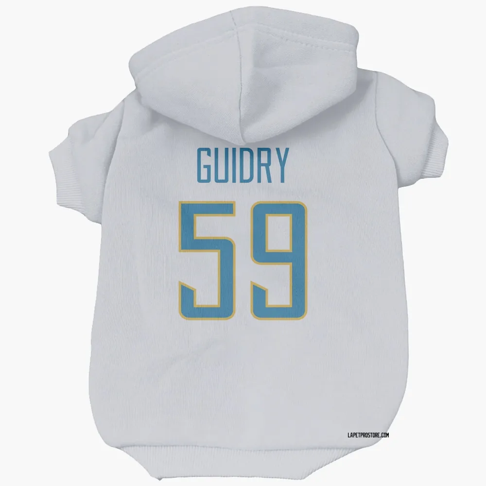 Los Angeles Chargers Kylan Guidry White Pet Hoodie for Dog & Cat