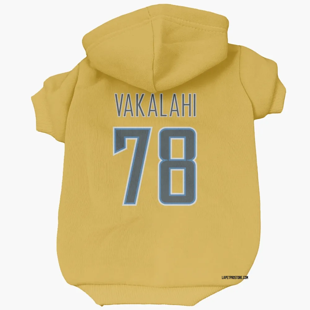 Los Angeles Chargers Laekin Vakalahi Gold Pet Hoodie for Dog & Cat