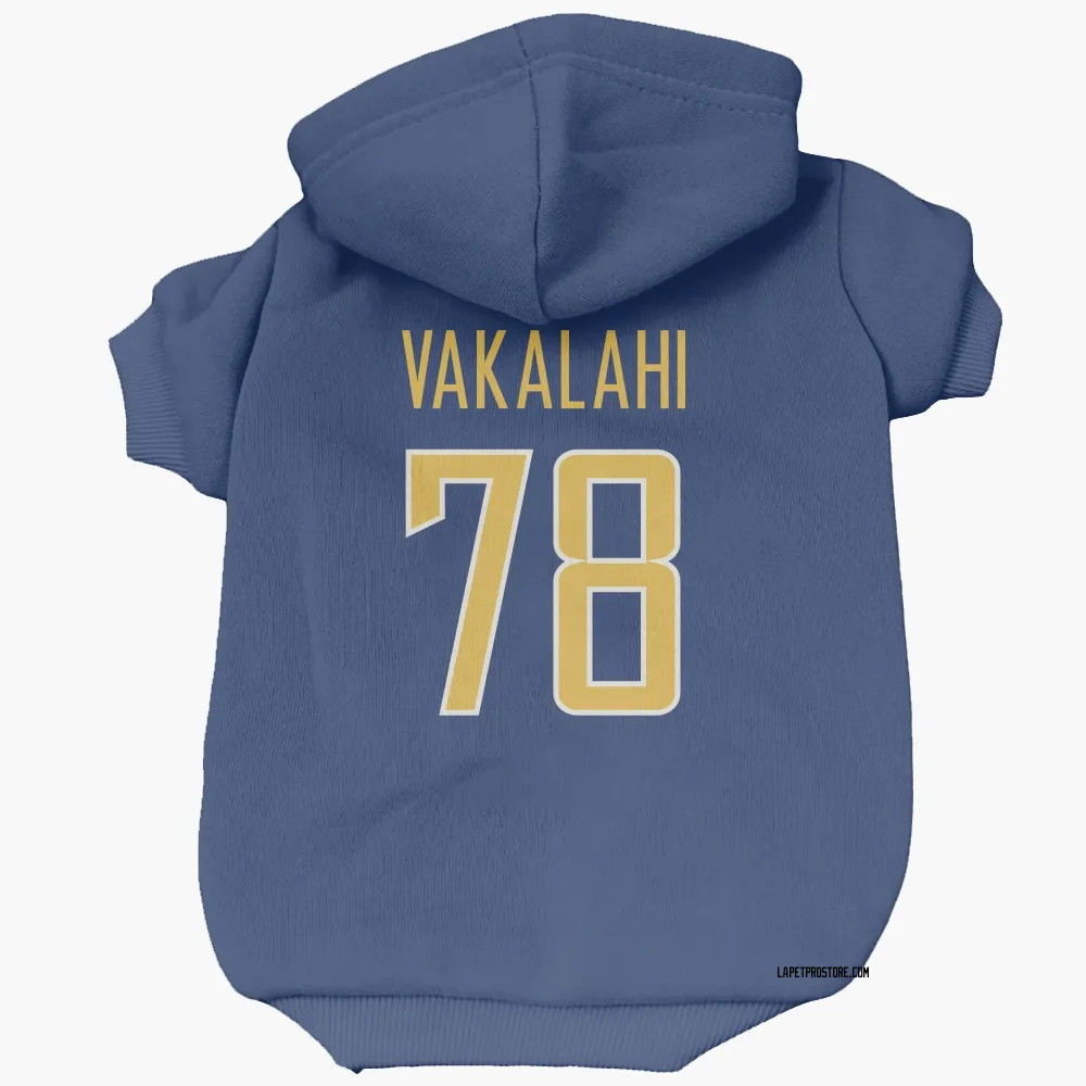 Los Angeles Chargers Laekin Vakalahi Royal Gold Pet Hoodie for Dog & Cat