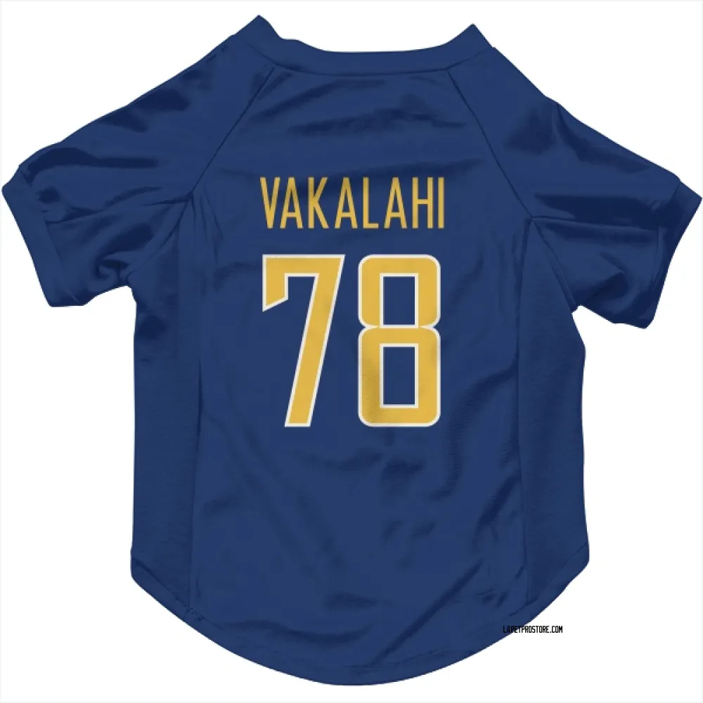 Los Angeles Chargers Laekin Vakalahi Royal Gold Pet Jersey for Dog & Cat