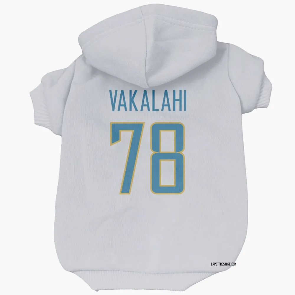 Los Angeles Chargers Laekin Vakalahi White Pet Hoodie for Dog & Cat