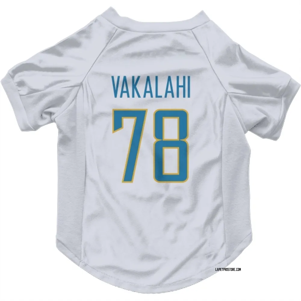 Los Angeles Chargers Laekin Vakalahi White Pet Jersey for Dog & Cat