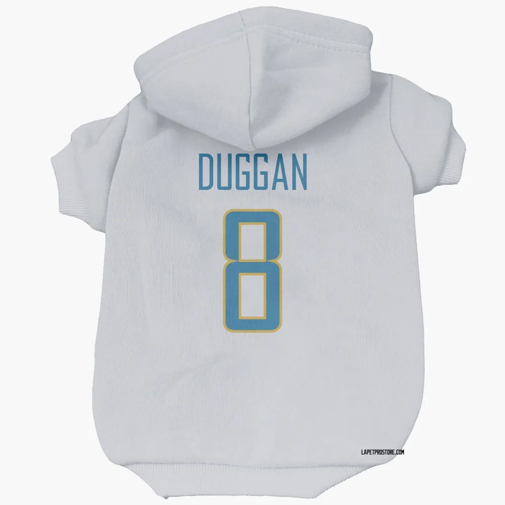 Los Angeles Chargers Max Duggan White Pet Hoodie for Dog & Cat