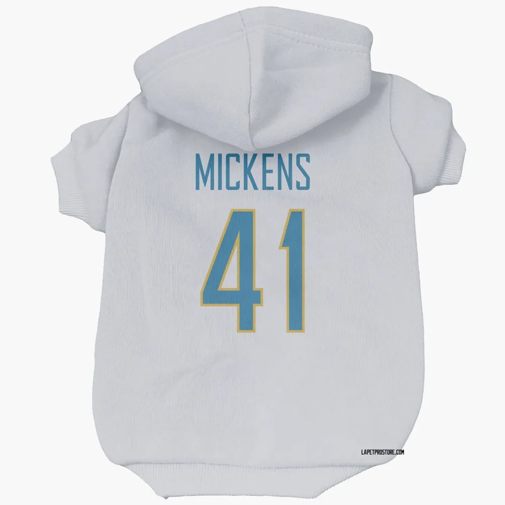 Los Angeles Chargers R.J. Mickens White Pet Hoodie for Dog & Cat