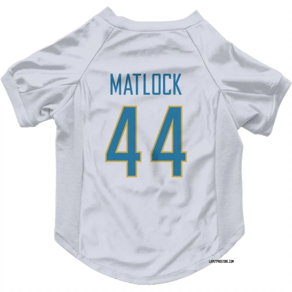Los Angeles Chargers Scott Matlock White Pet Jersey for Dog & Cat