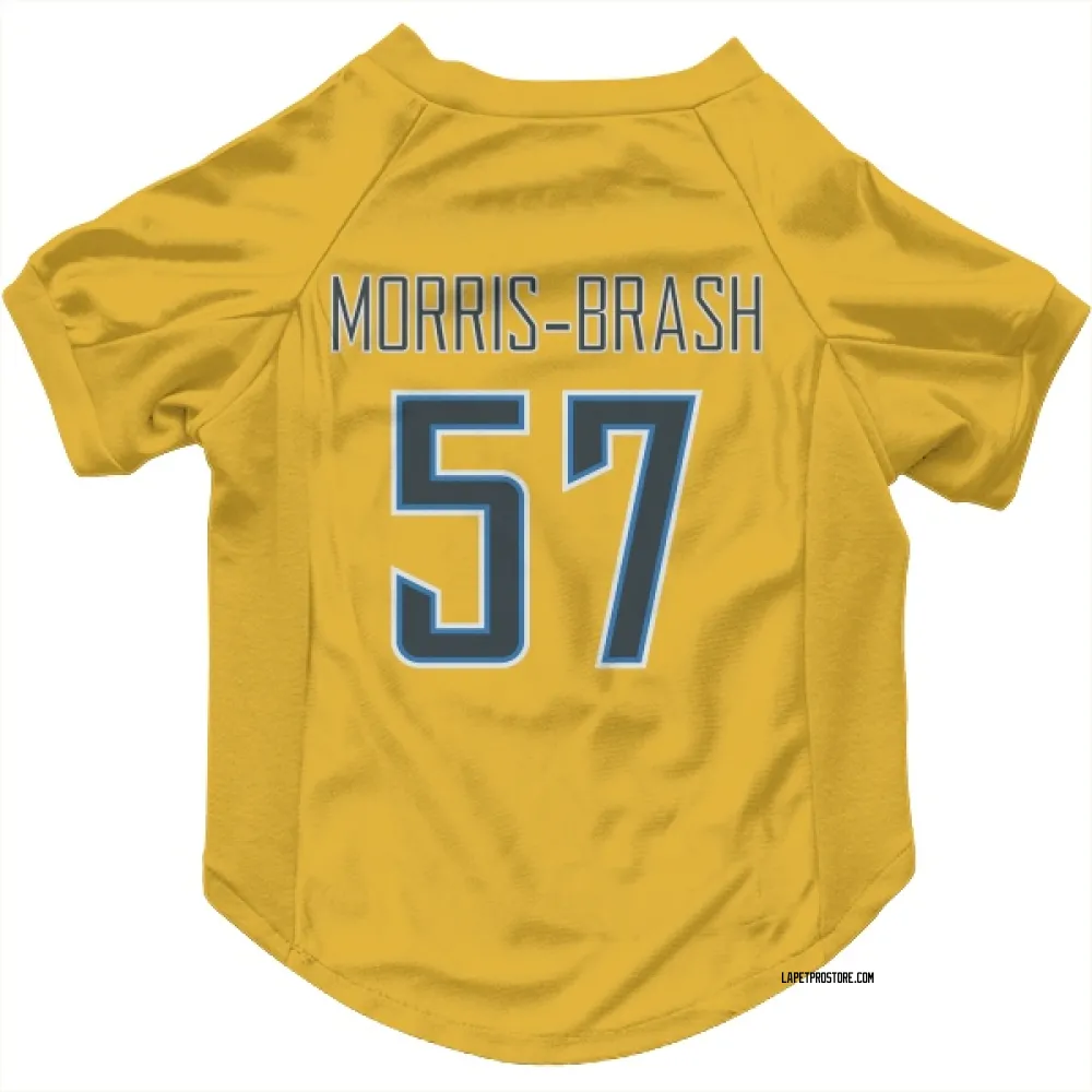 Los Angeles Chargers Tre'Mon Morris-Brash Gold Pet Jersey for Dog & Cat