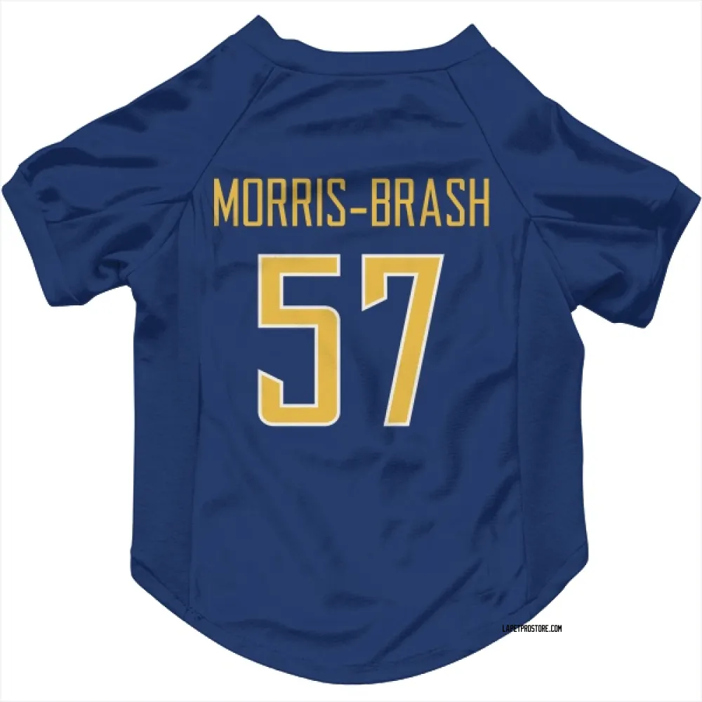 Los Angeles Chargers Tre'Mon Morris-Brash Royal Gold Pet Jersey for Dog & Cat