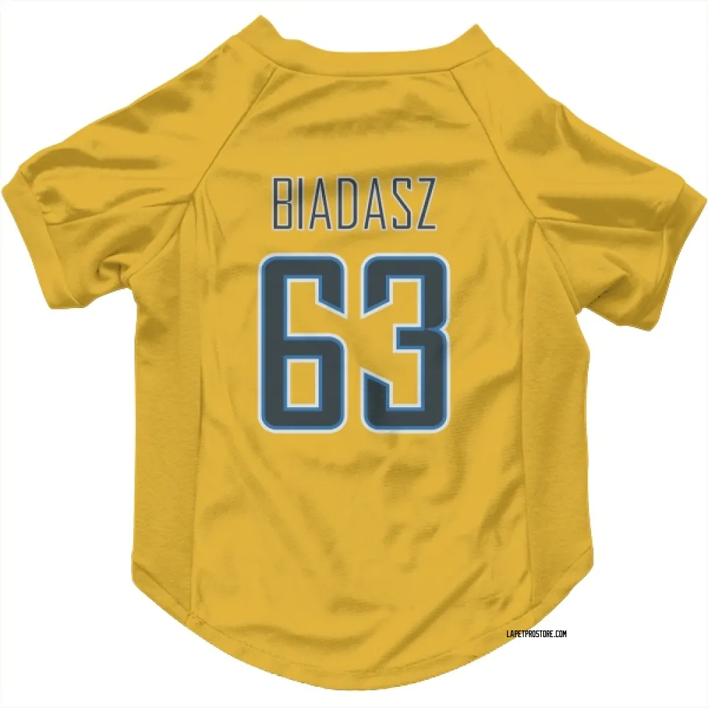 Los Angeles Chargers Tyler Biadasz Gold Pet Jersey for Dog & Cat