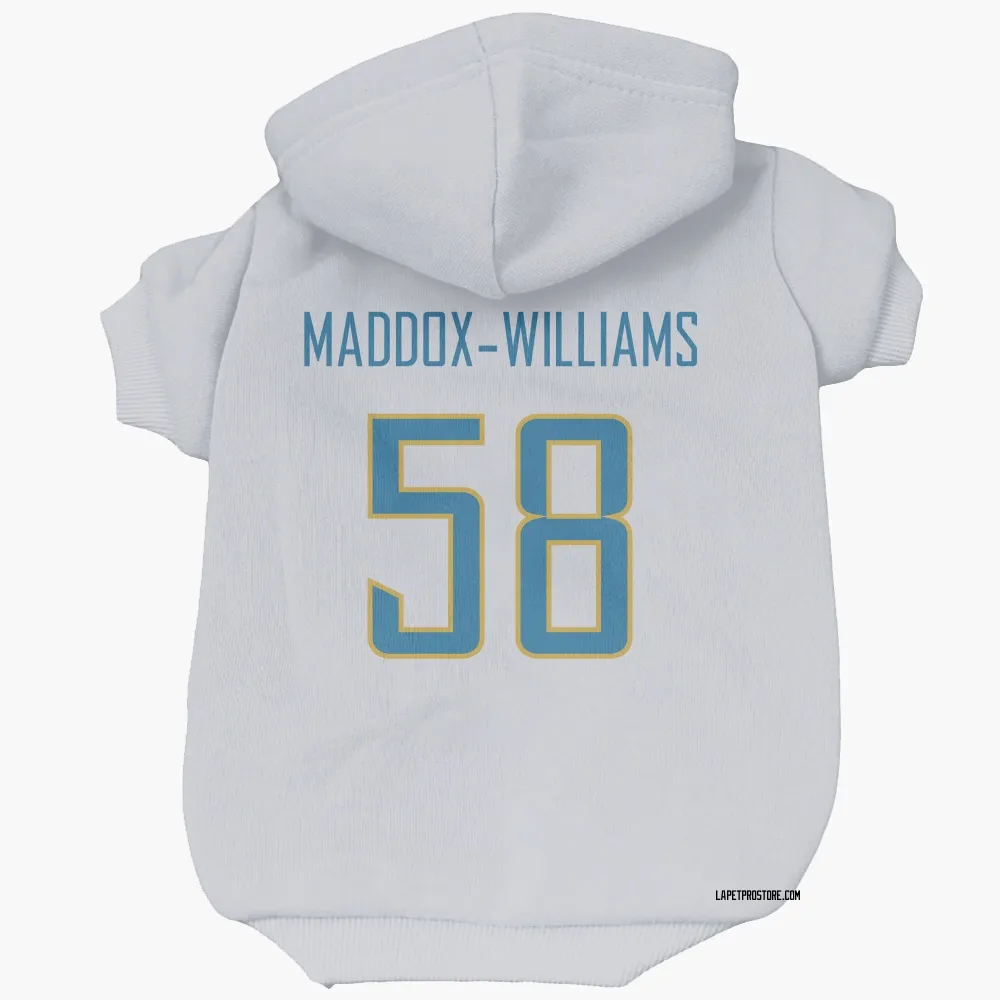 Los Angeles Chargers Tyreek Maddox-Williams White Pet Hoodie for Dog & Cat